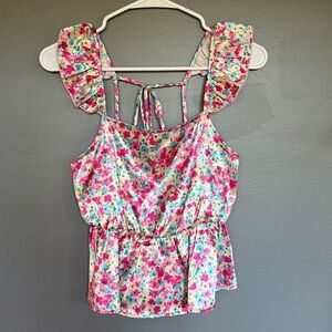 Peach Love California Floral Tie-Back Top